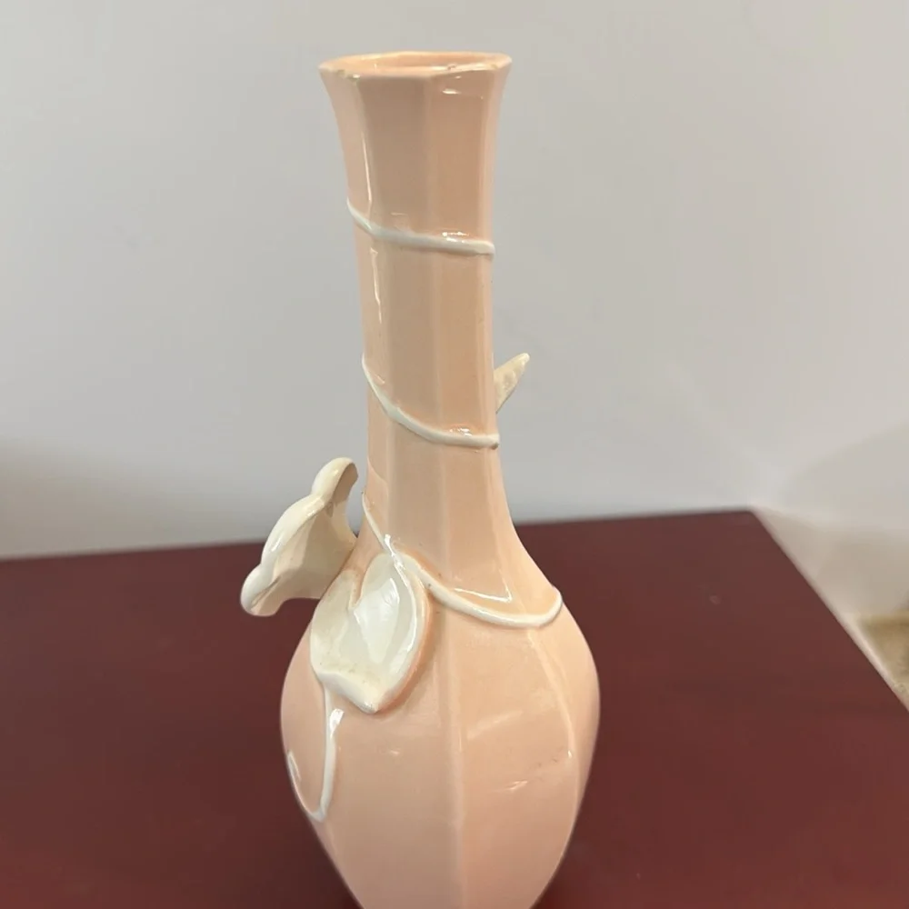 Vtg Fitz and Floyd 1982  Blush Pink  Hand Painted 7in Bud Vase - Picture 4 of 6